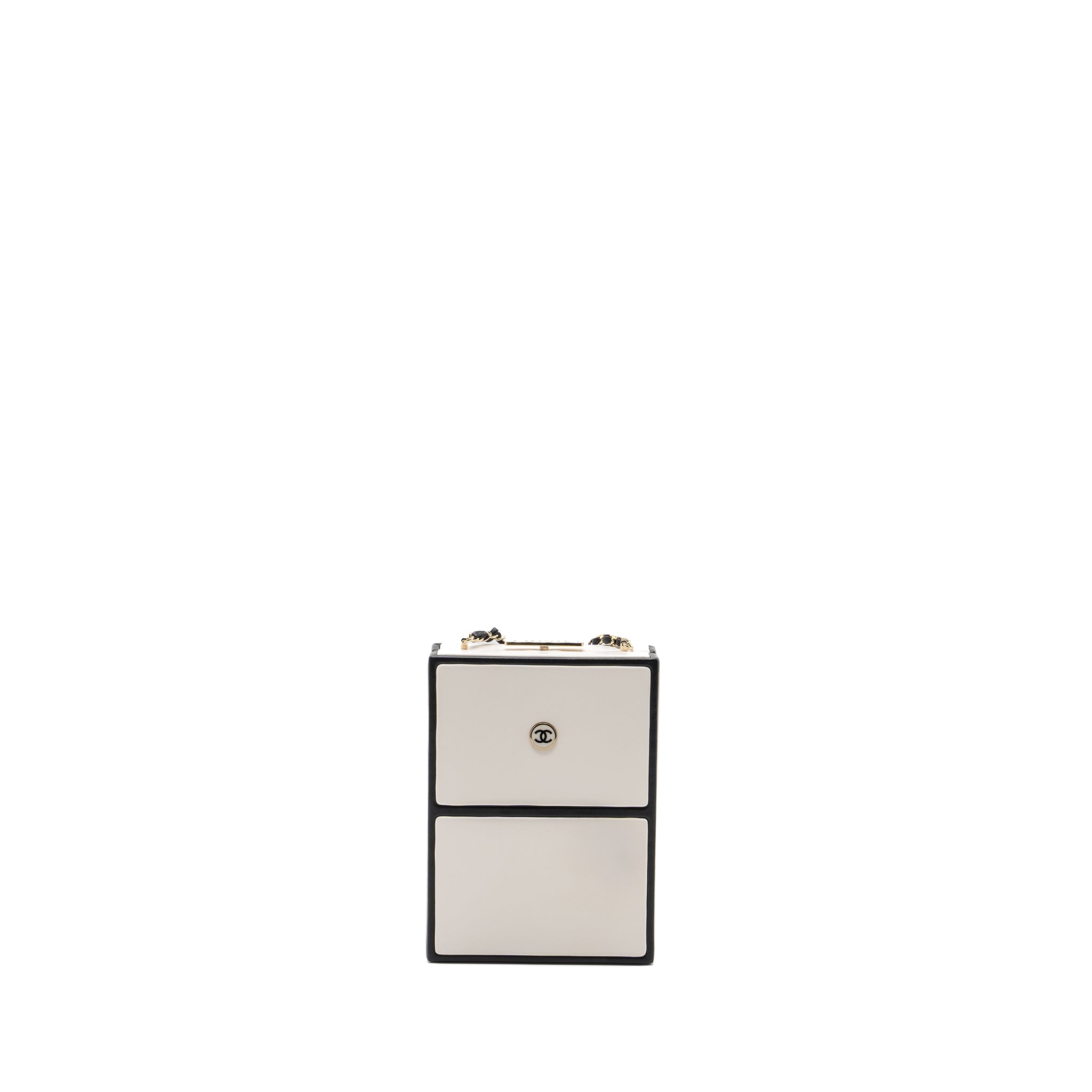 Chanel 21s Perfume Bottle Evening Bag Lambskin Black/White L