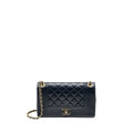 Chanel Mademoiselle Enamel Flap Bag Goatskin Navy