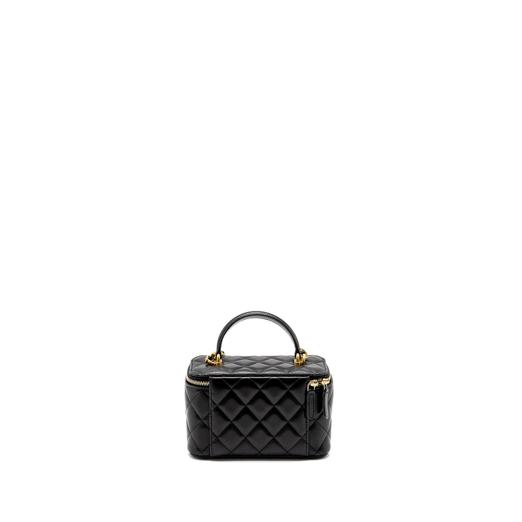 Chanel Top Handle Long Vanity Case Lambskin Black
