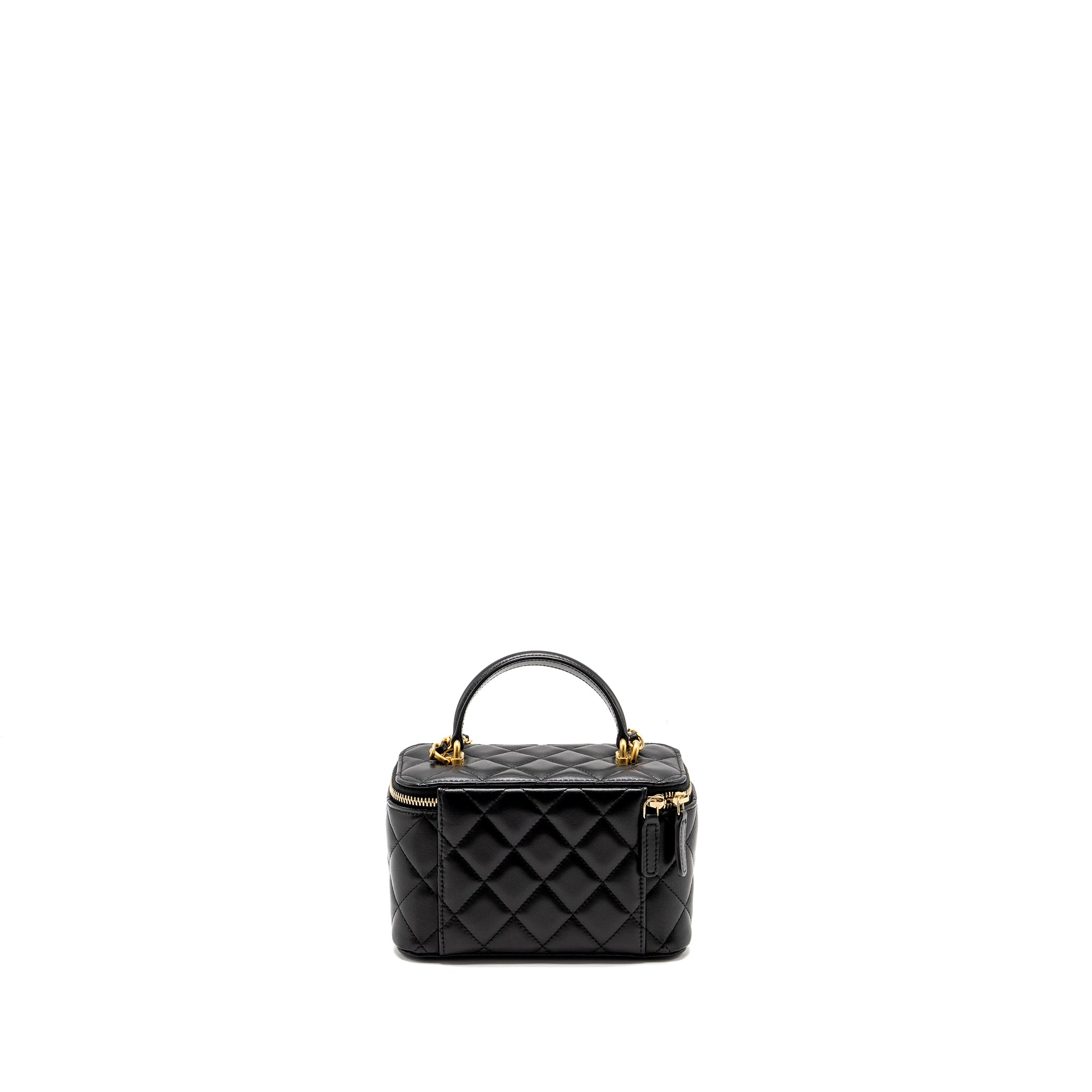 Chanel Top Handle Long Vanity Case Lambskin Black