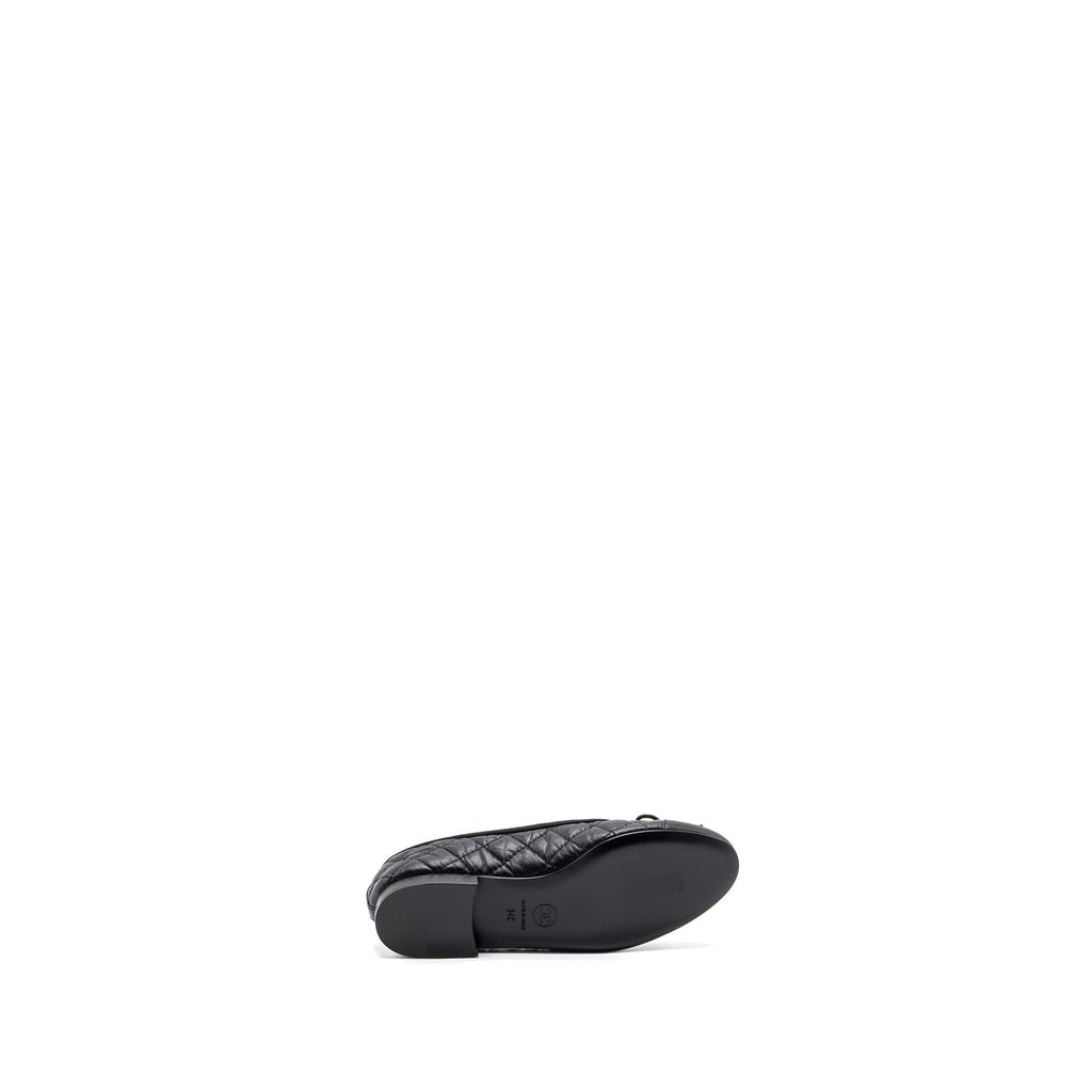 Chanel Size 34 Ballerina Quilted flat Shoes Calfskin Black