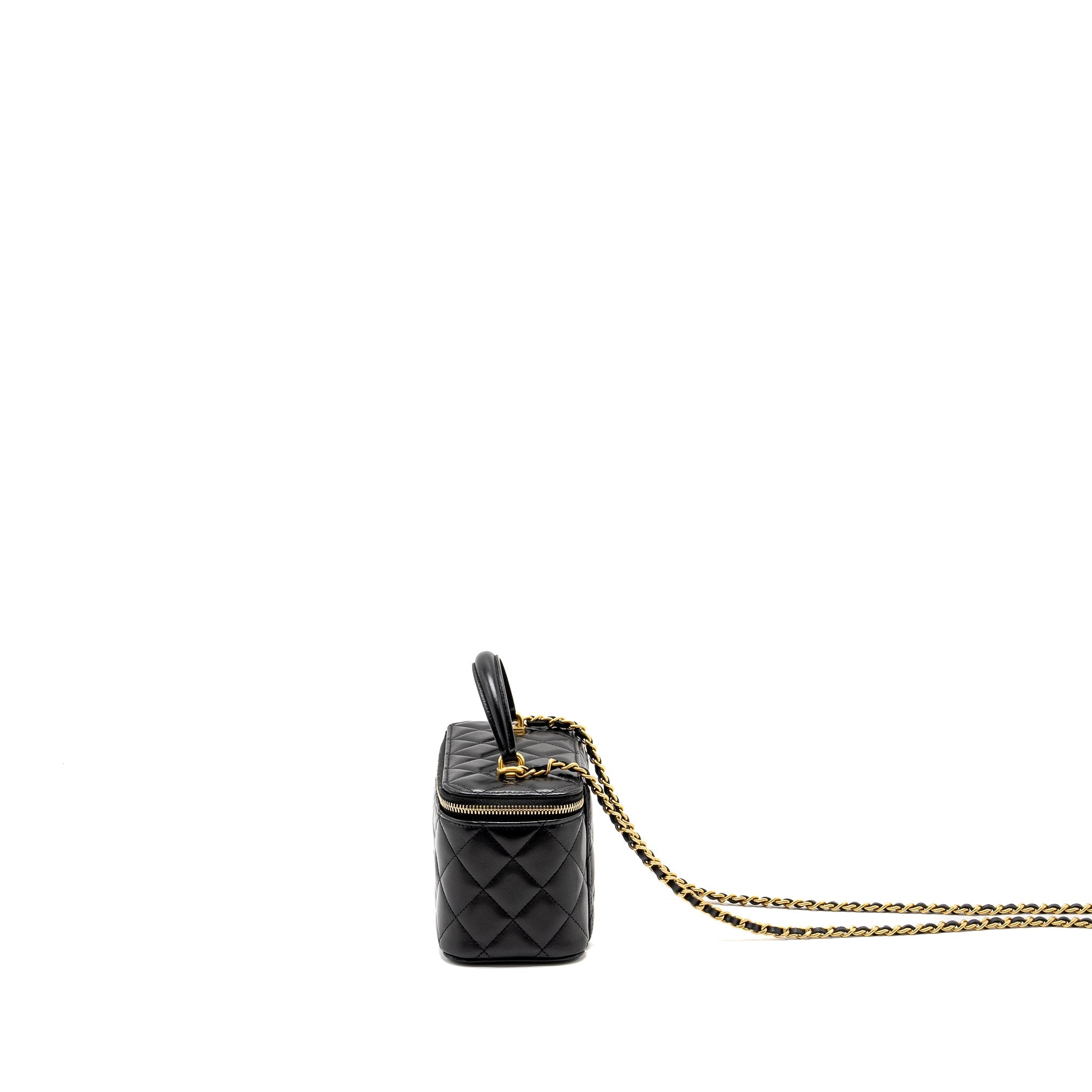 Chanel Top Handle Long Vanity Case Lambskin Black