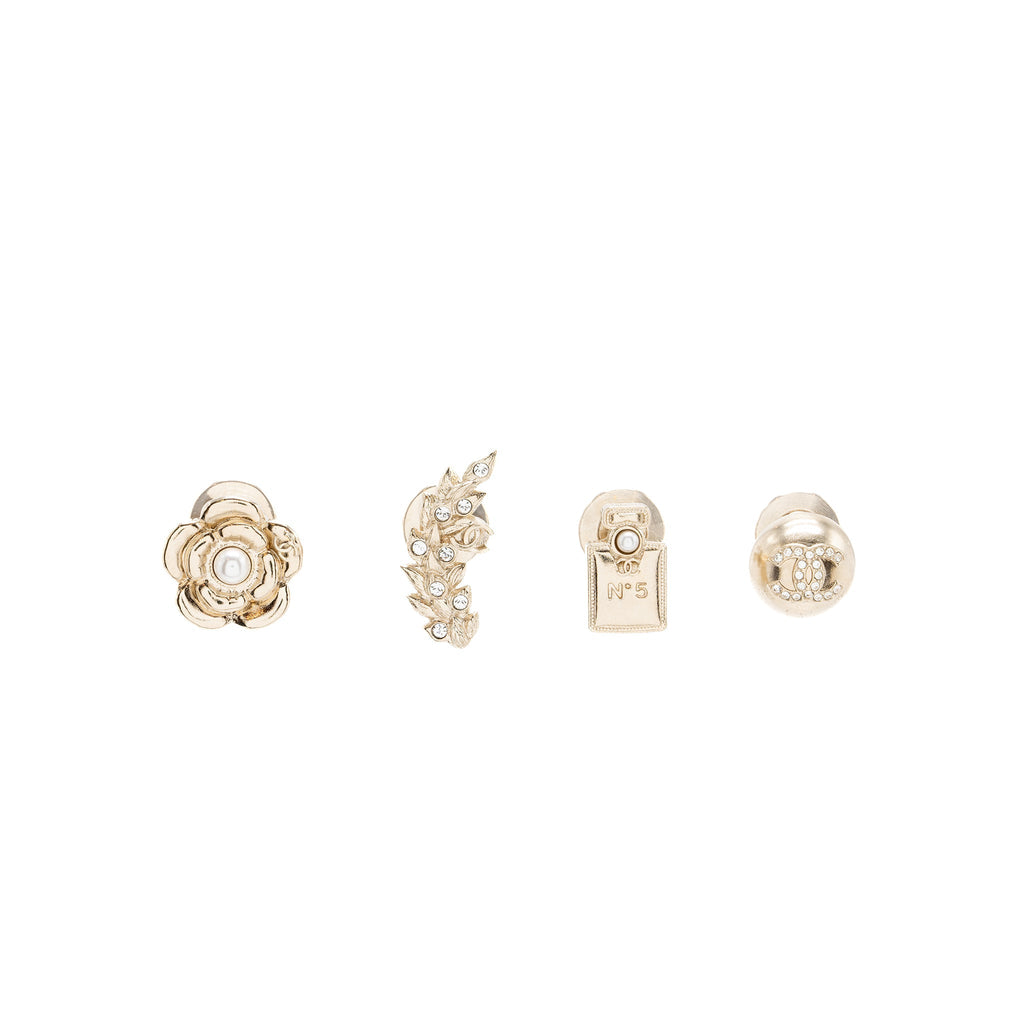 Chanel 4 Pins Brooch Crystal/ Pearl L