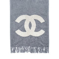 Chanel CC Logo/Letter Scarf/Shawl Cashmere Grey/White