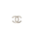 Chanel CC Crystal Brooch Silver Tone
