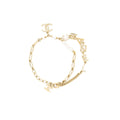 Chanel Ring Bracelet Letter/Pearl/Crystal Light Gold Tone