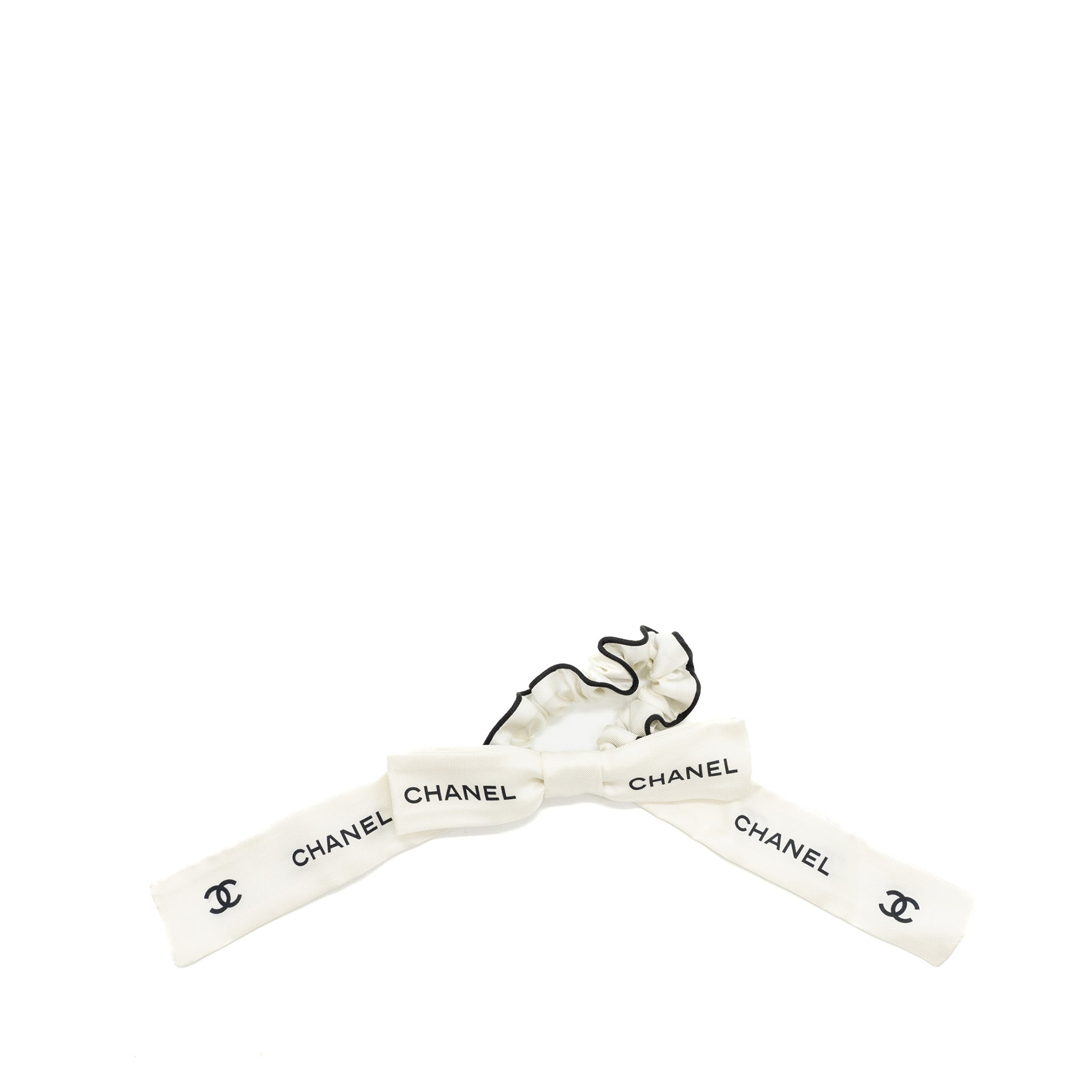 Chanel 23p Hair tie Silk Twill Black/White