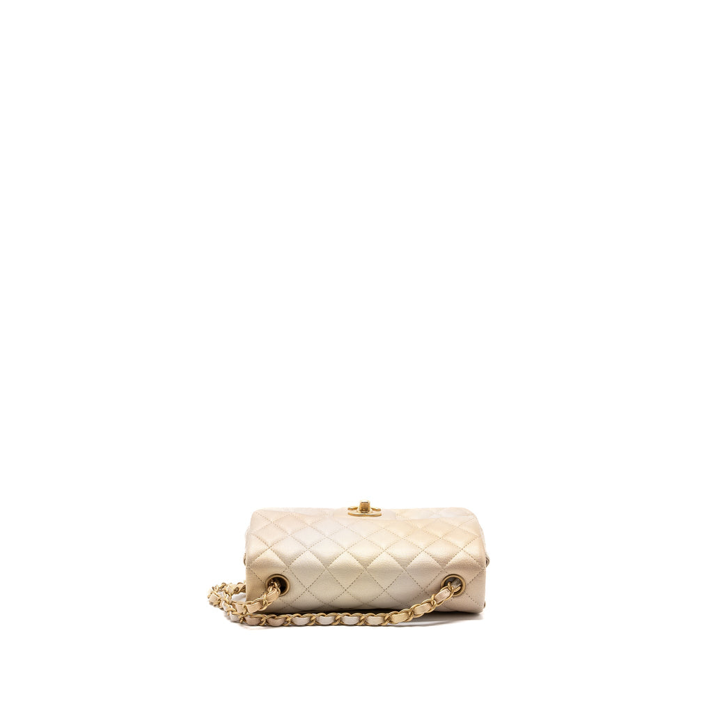 Chanel 22C mini Rectangular Flap Bag Goatskin Ombré Beige Brushed  (microchip)