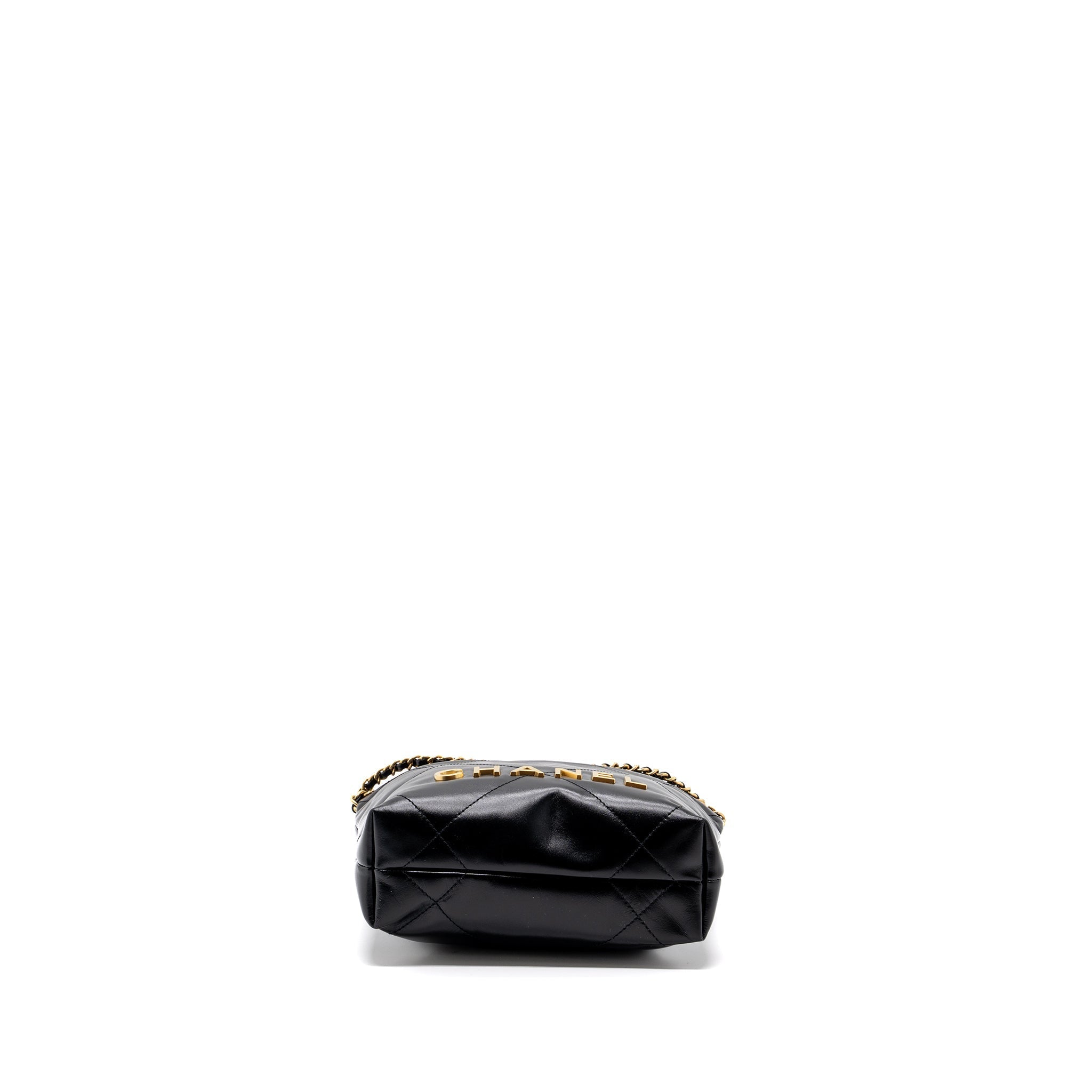 Chanel mini 22 bag shiny calfskin black  (microchip)