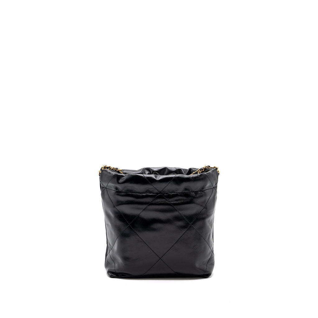 Chanel mini 22 bag shiny calfskin black  (microchip)