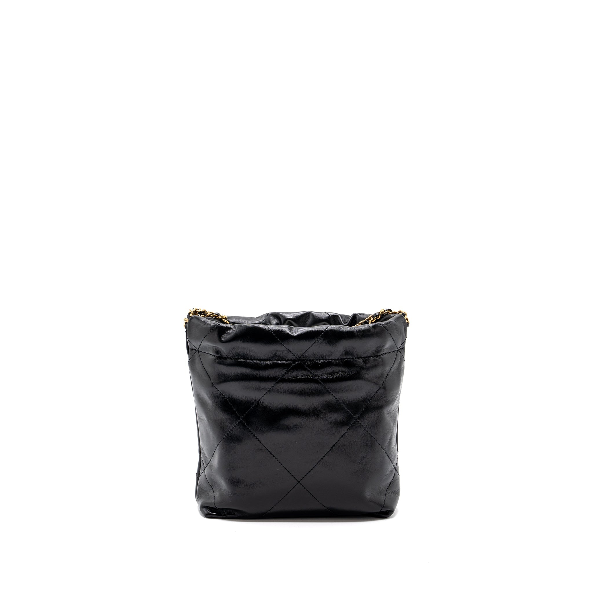 Chanel mini 22 bag shiny calfskin black  (microchip)