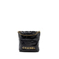 Chanel mini 22 bag shiny calfskin black  (microchip)