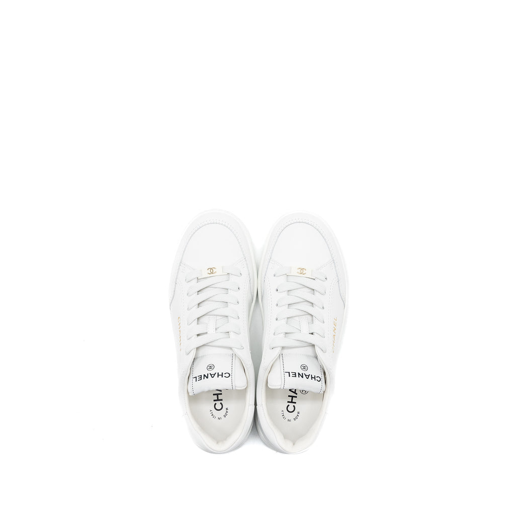 Chanel Size 37.5 Sneaker Leather White L