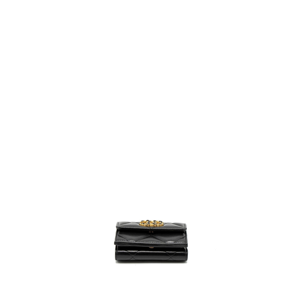 Chanel 19 Flap Compact Wallet Lambskin Black  (Microchip)