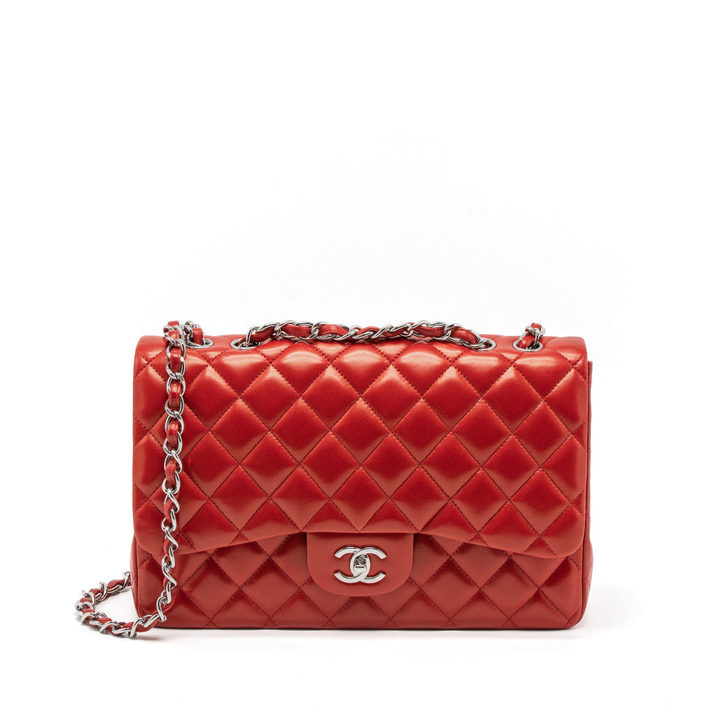 Chanel Jumbo Classic Single Flap Bag Lambskin Red