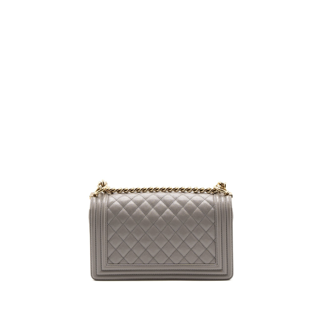 Chanel Medium Boy Bag Caviar Light Grey L