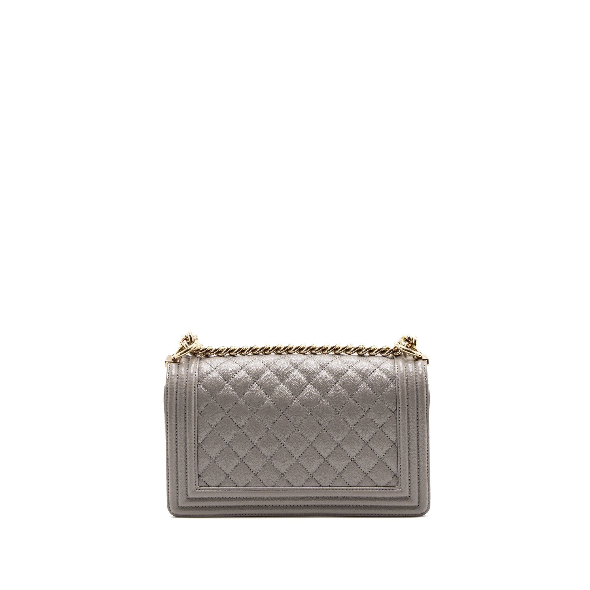 Chanel Medium Boy Bag Caviar Light Grey L