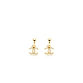Chanel CC Drop Earrings Gold Tone