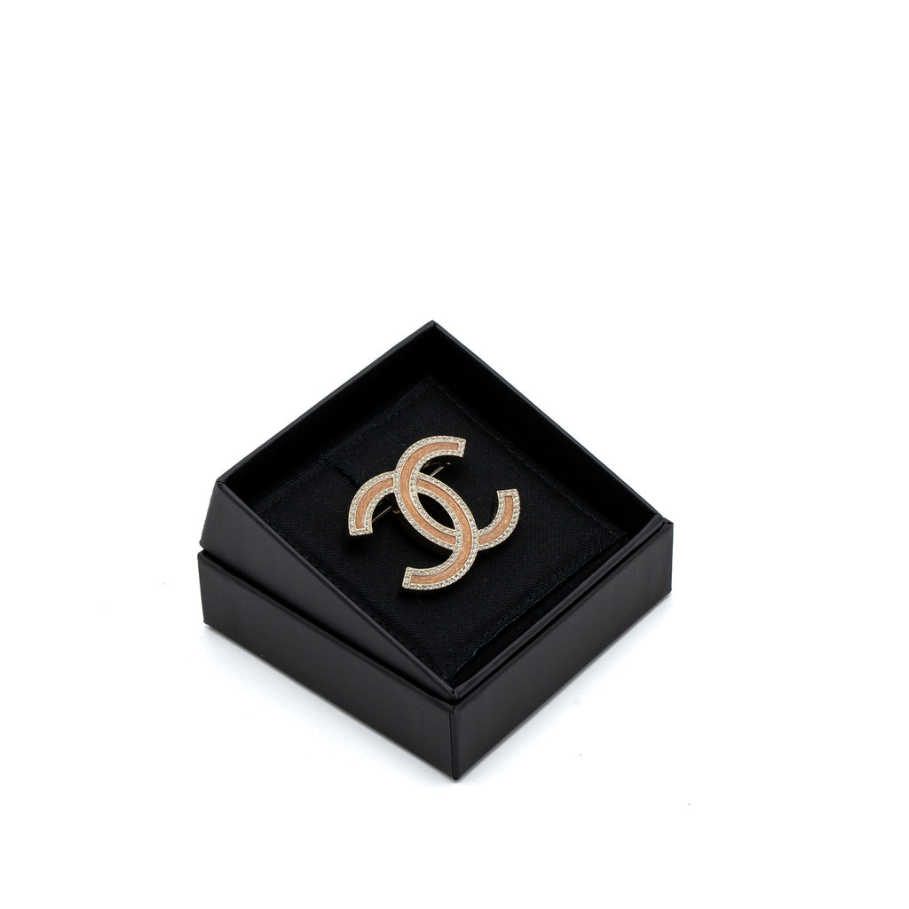 Chanel Giant CC Logo Light Pink Light Gold Tone
