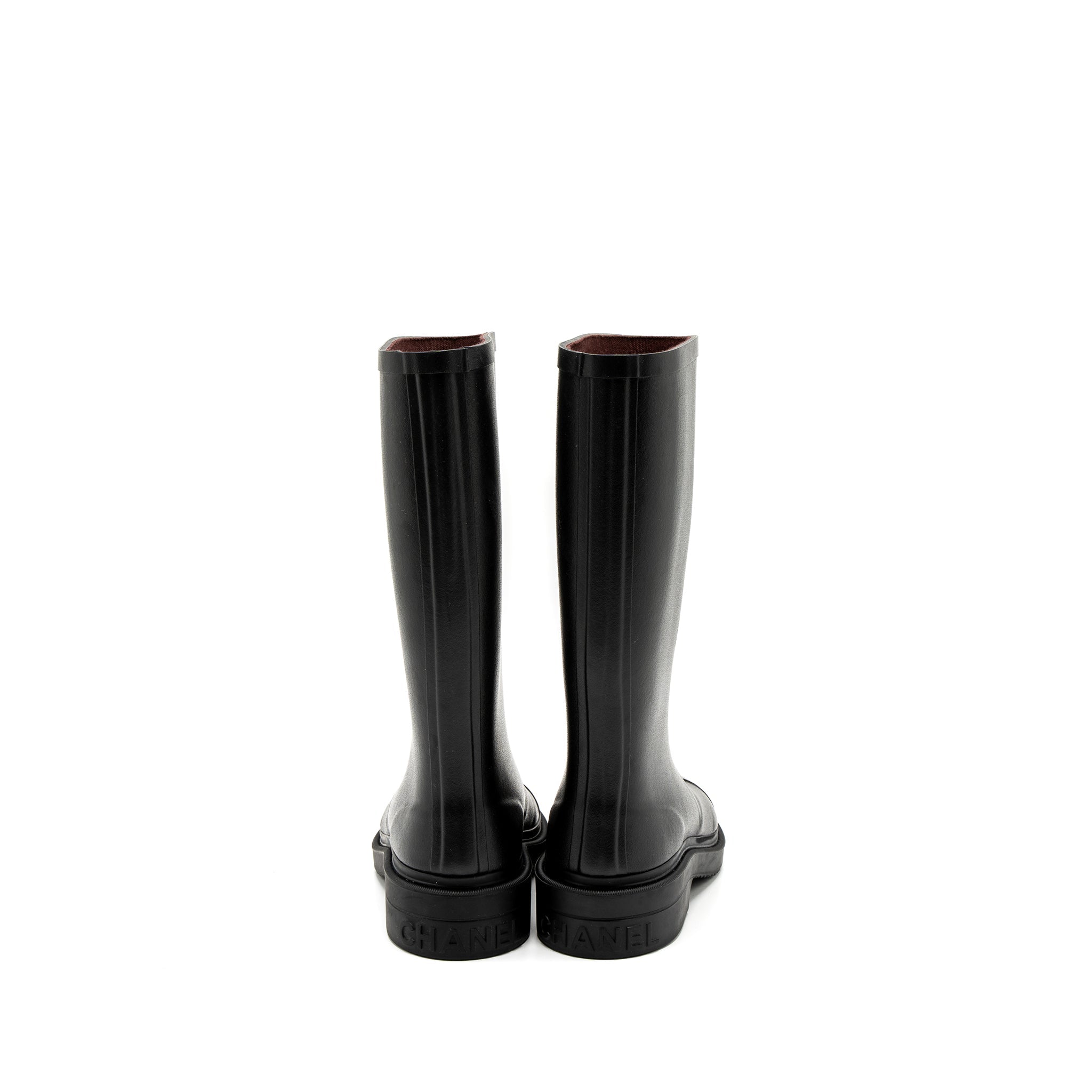 Chanel Size 35 Rubber Boots Black/White