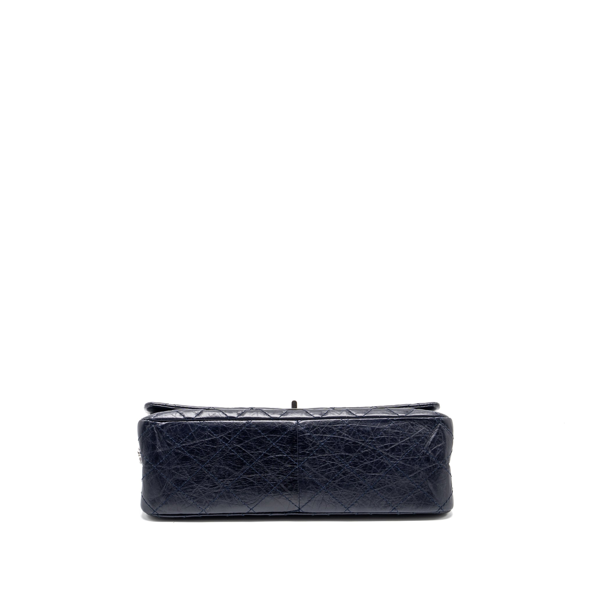 Chanel Maxi 2.55 Reissue flap bag aged calfskin dark blue ruthenium hardware