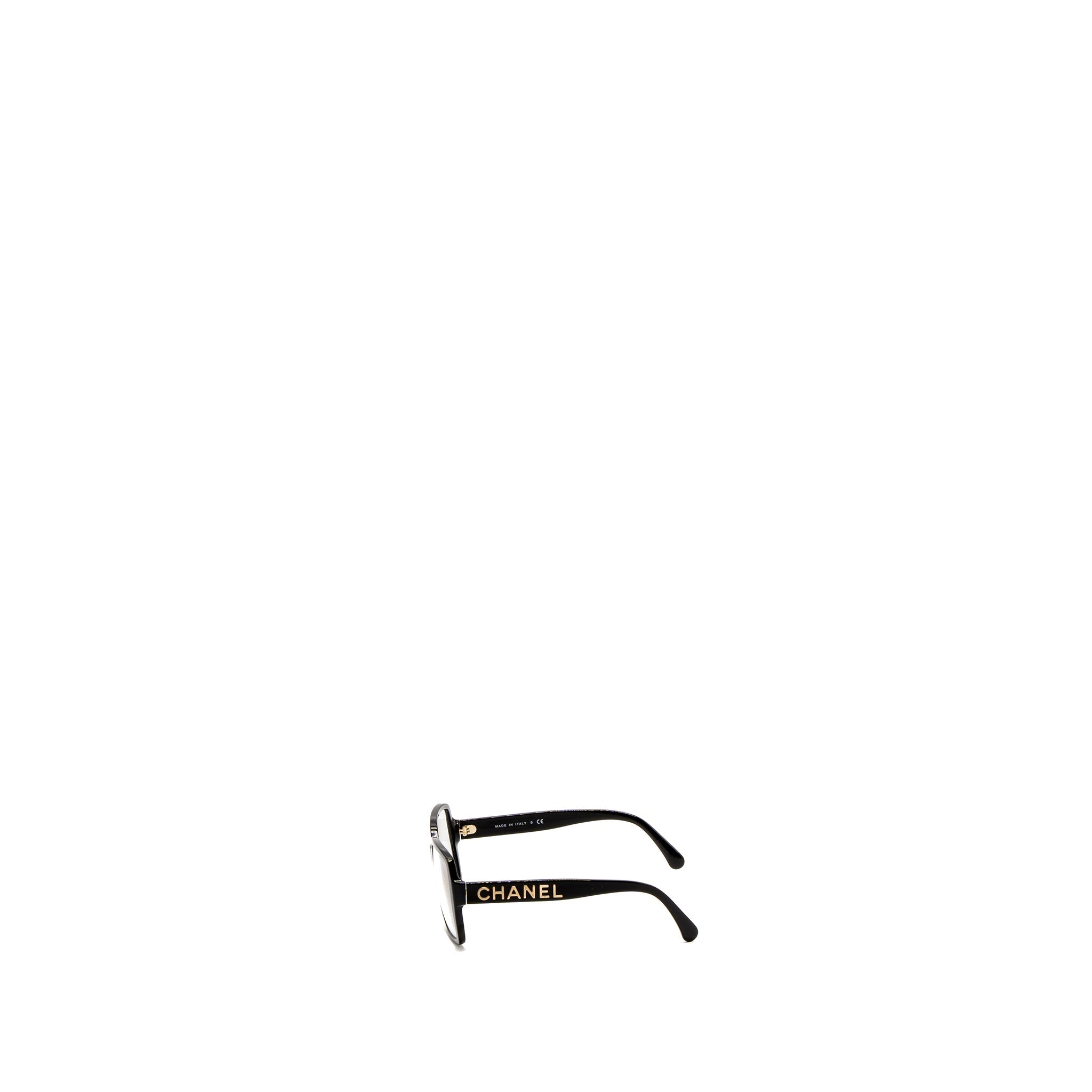Chanel 5408-A Square Glasses Frame Letter Black
