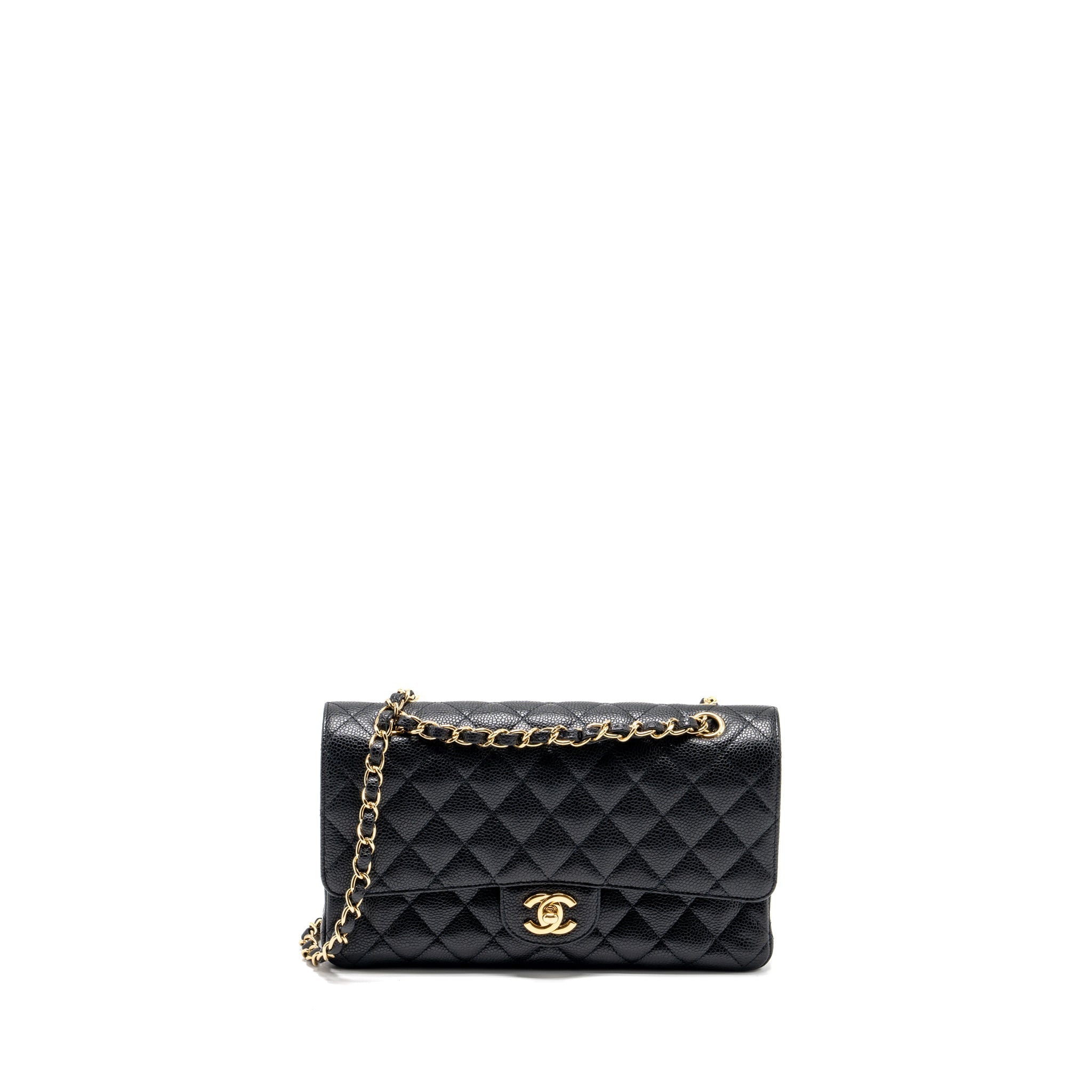 Chanel medium classic double flap bag caviar Black
