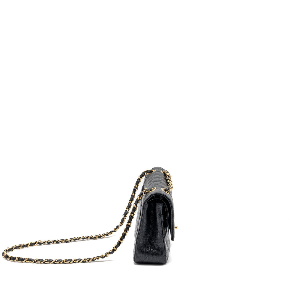 Chanel medium classic double flap bag caviar Black