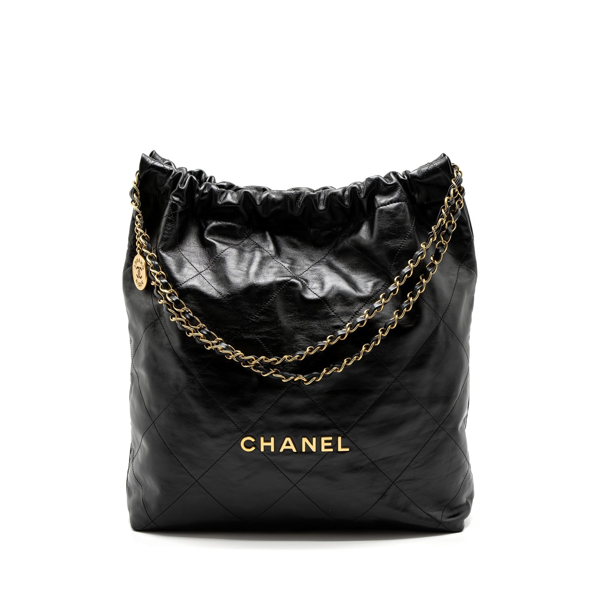 Chanel Large 22 Bag Shiny Calfskin Black  (Microchip)