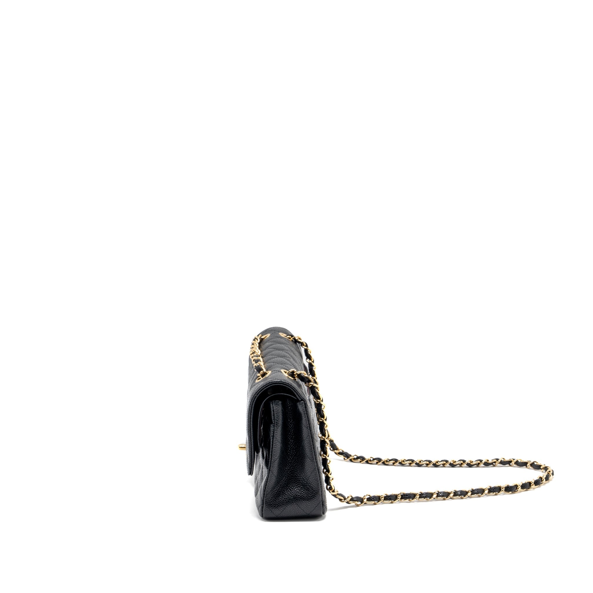Chanel medium classic double flap bag caviar Black