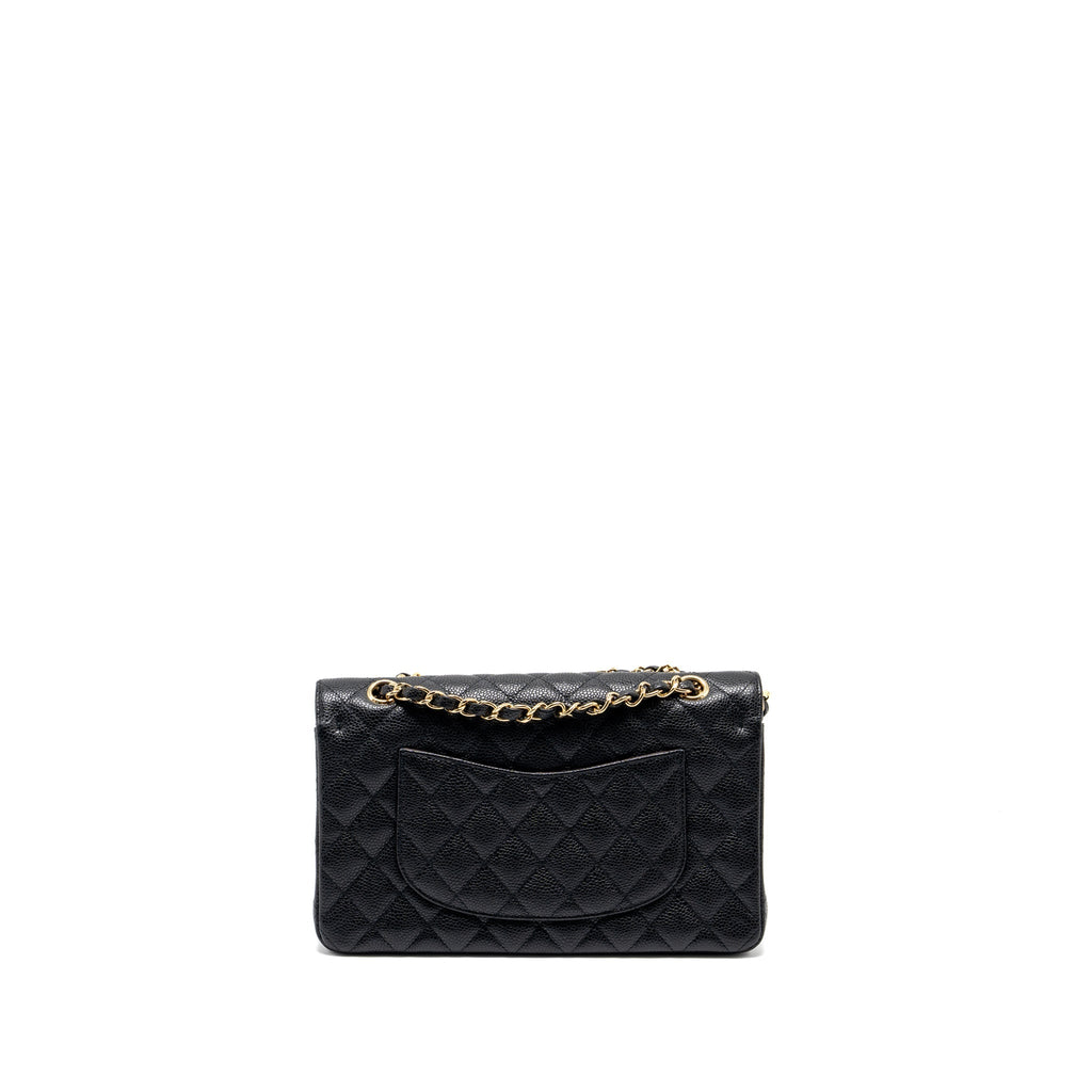 Chanel medium classic double flap bag caviar Black