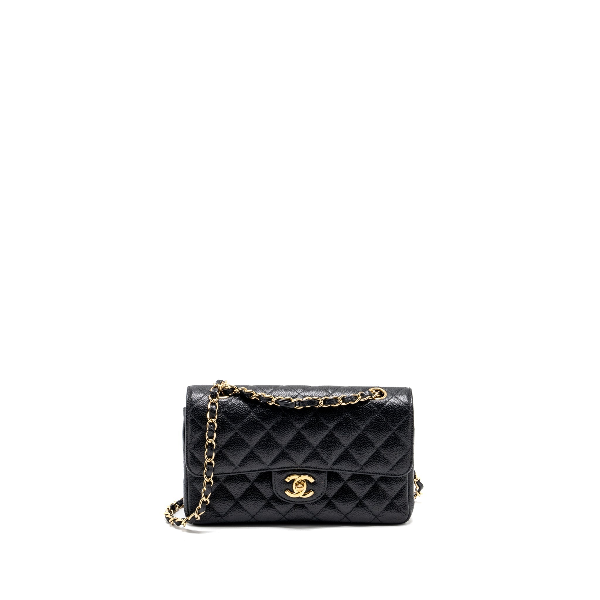 Chanel vintage small Classic double flap bag caviar black