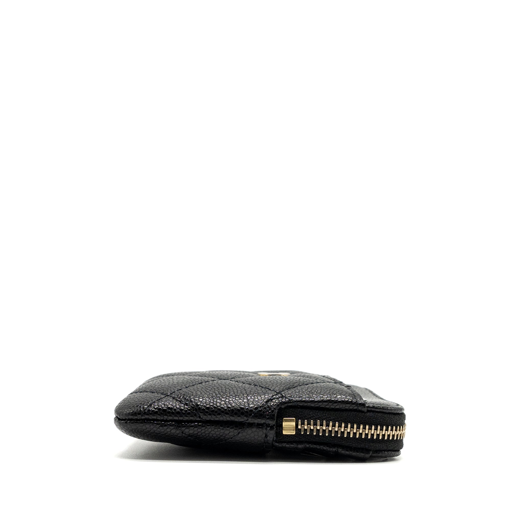Chanel square zipper pouch card holder caviar black L (Microchip)