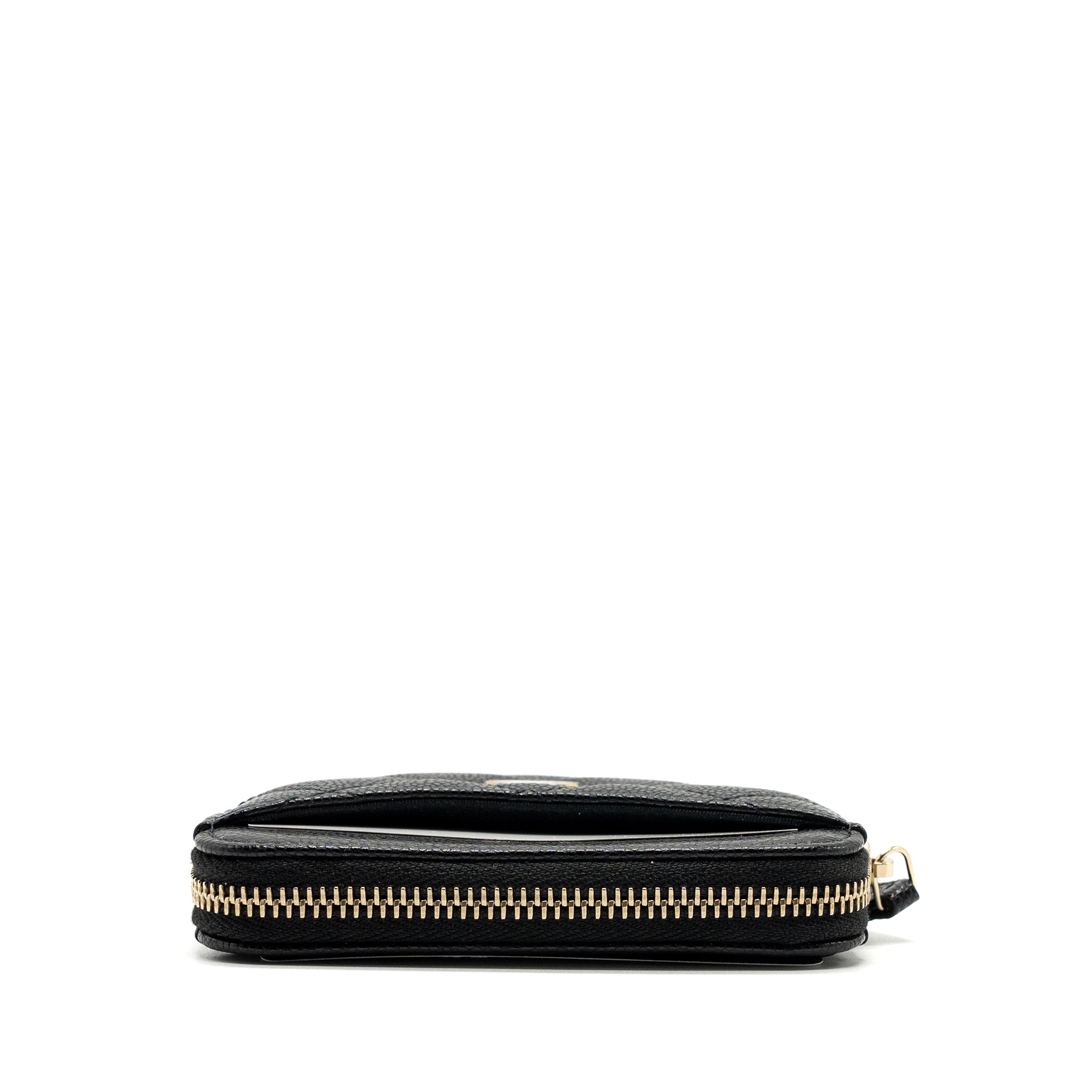 Chanel square zipper pouch card holder caviar black L (Microchip)