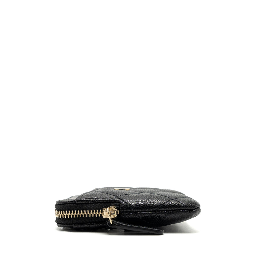 Chanel square zipper pouch card holder caviar black L (Microchip)