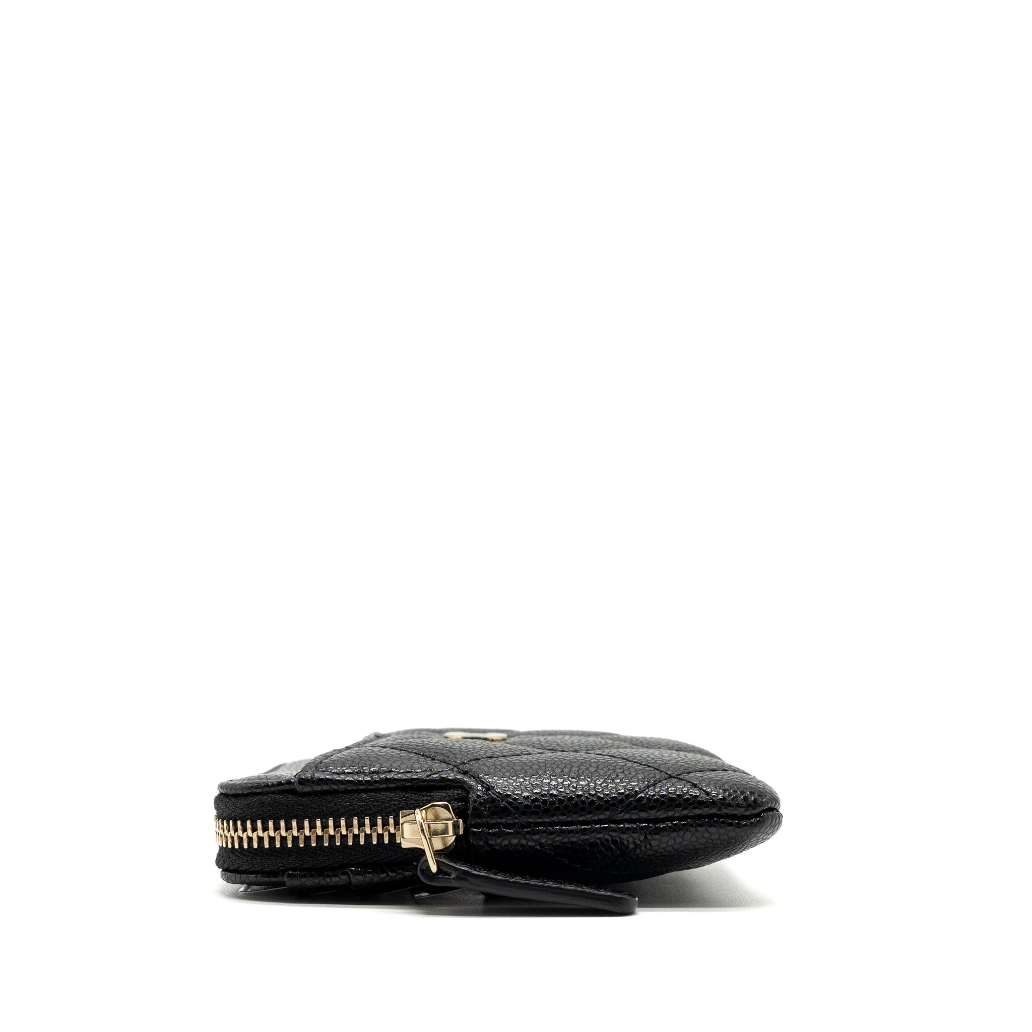 Chanel square zipper pouch card holder caviar black L (Microchip)