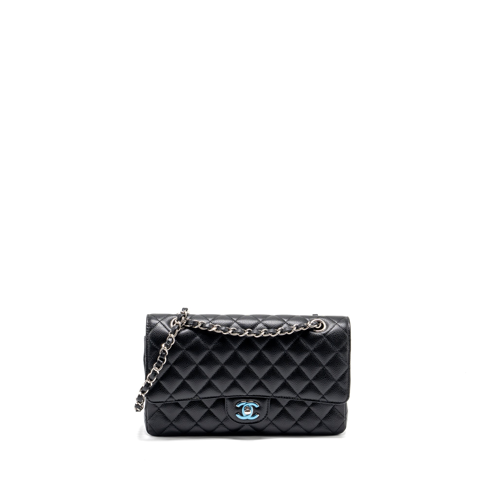 Chanel medium classic double flap bag Caviar Black