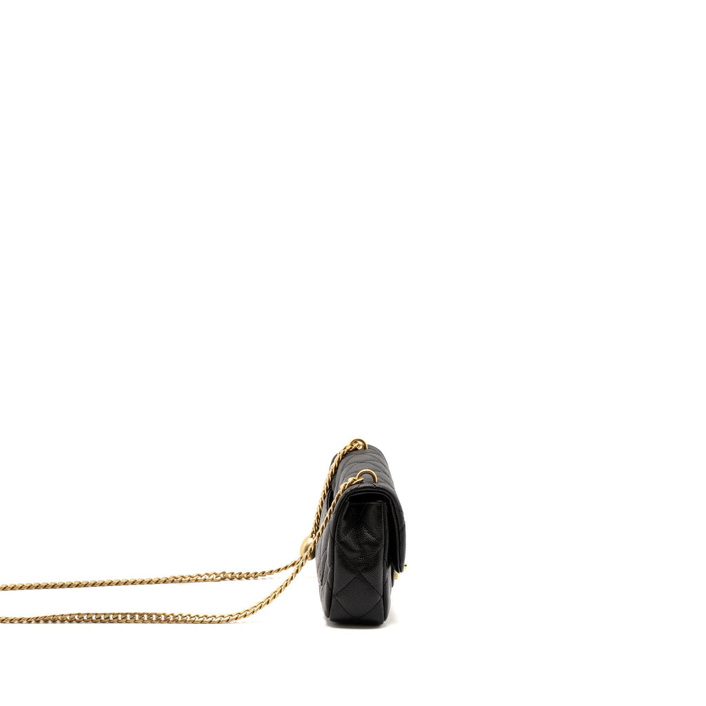 Chanel 23P mini Coco Love Flap Bag Caviar Black Brushed (Microchip)