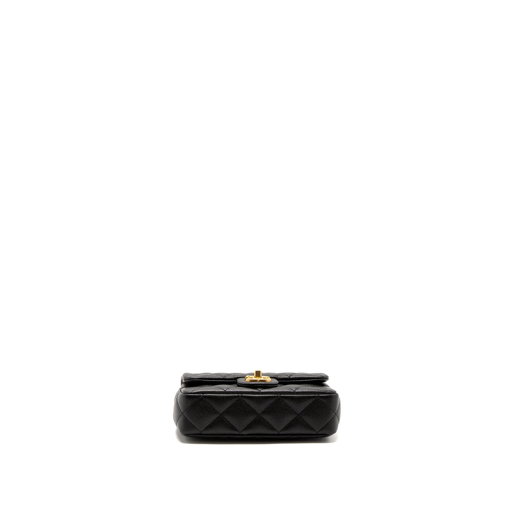Chanel 23P mini Coco Love Flap Bag Caviar Black Brushed (Microchip)