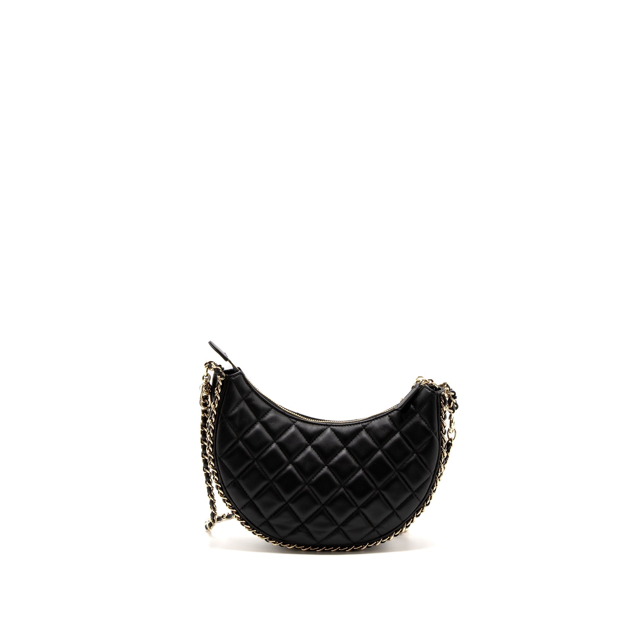 Chanel Small moon Hobo Bag Lambskin Black L(Microchip)