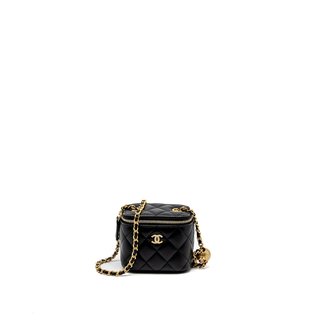 Chanel Pearl Crush Mini Vanity Case Lambskin Black