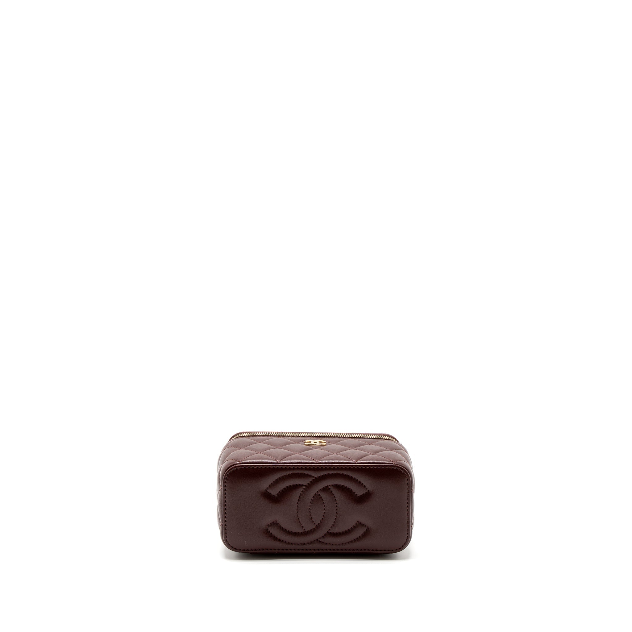 Chanel Long Vanity With Gem Chain Lambskin Burgundy  (Microchip)