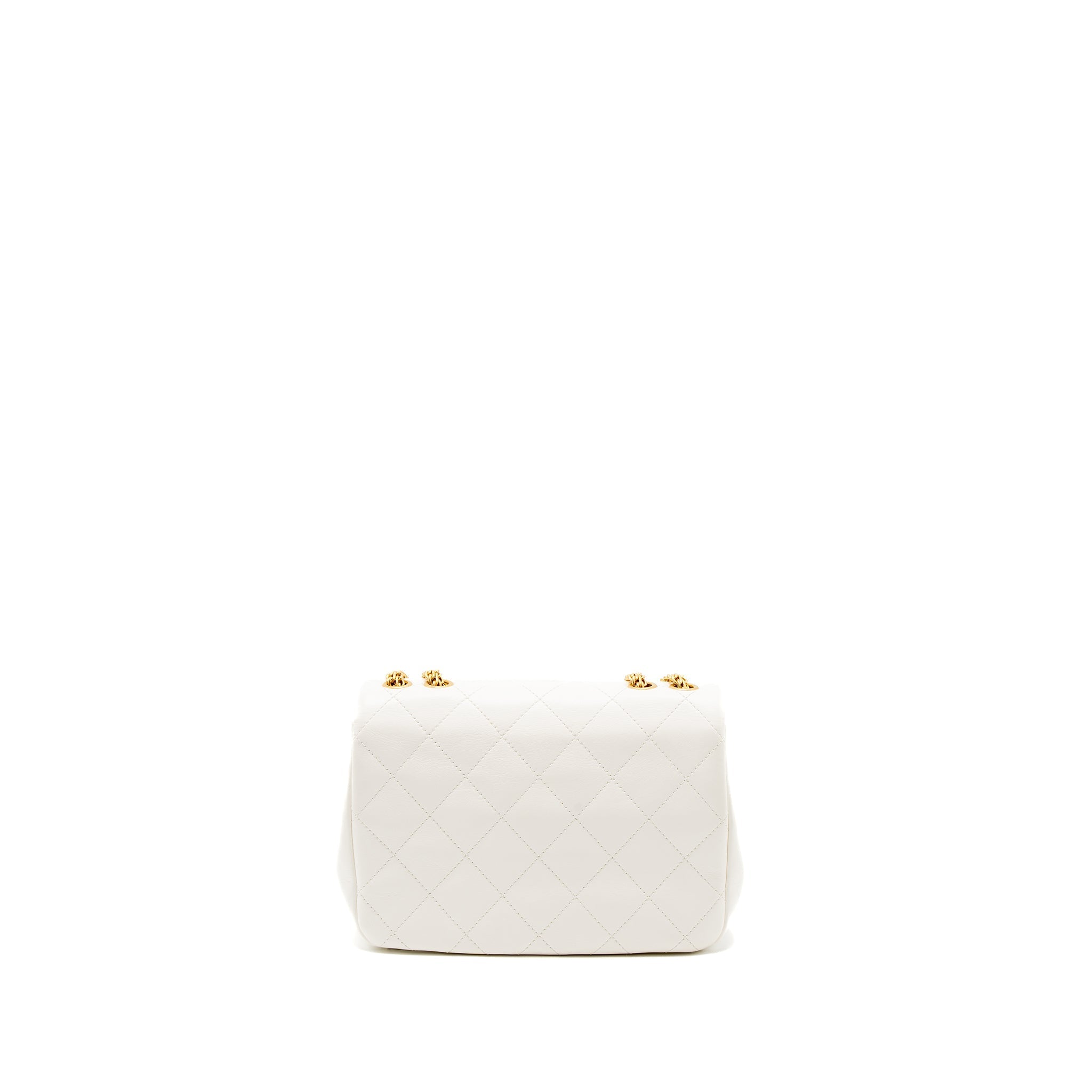 Chanel Flap Bag with Detailed CC Logo Calfskin White Brushed