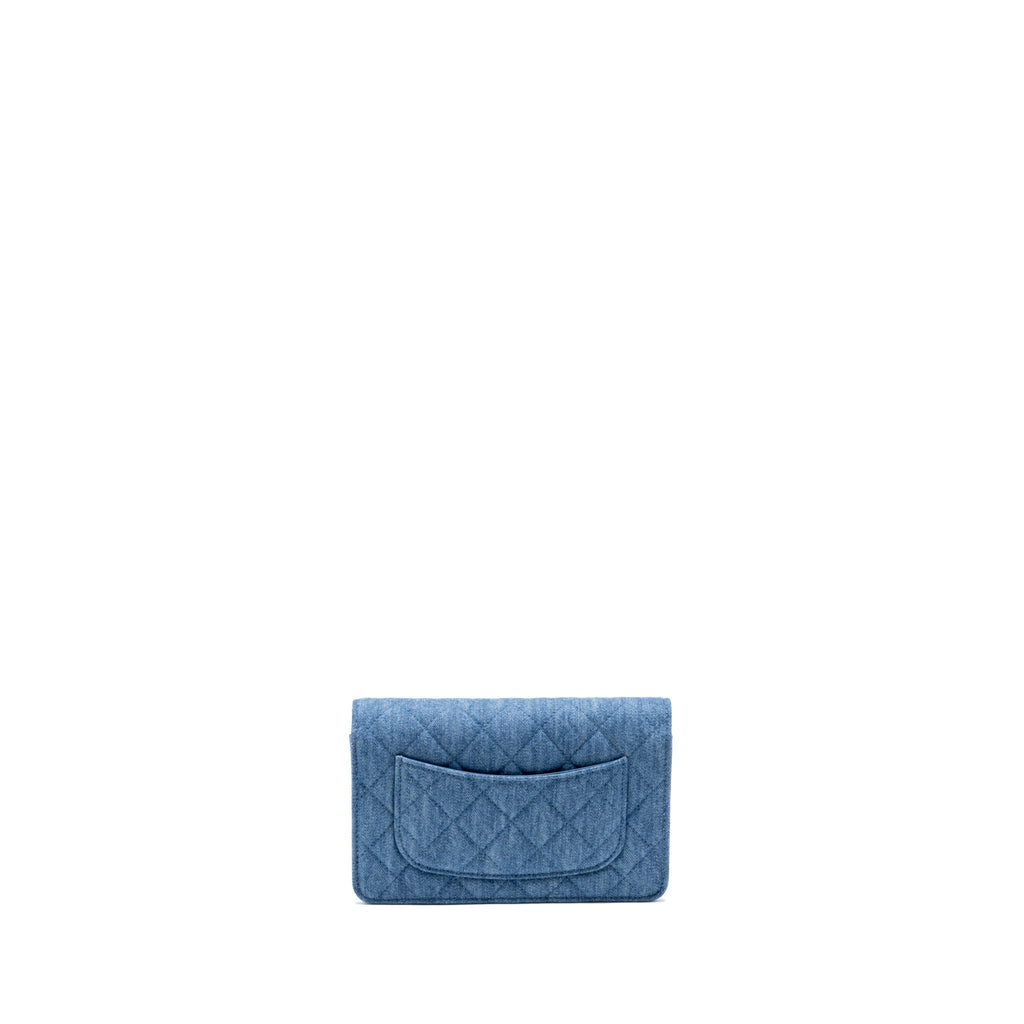 Chanel Pearl Crush Wallet on Chain Denim Blue  (Microchip)