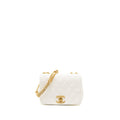 Chanel Flap Bag with Detailed CC Logo Calfskin White Brushed