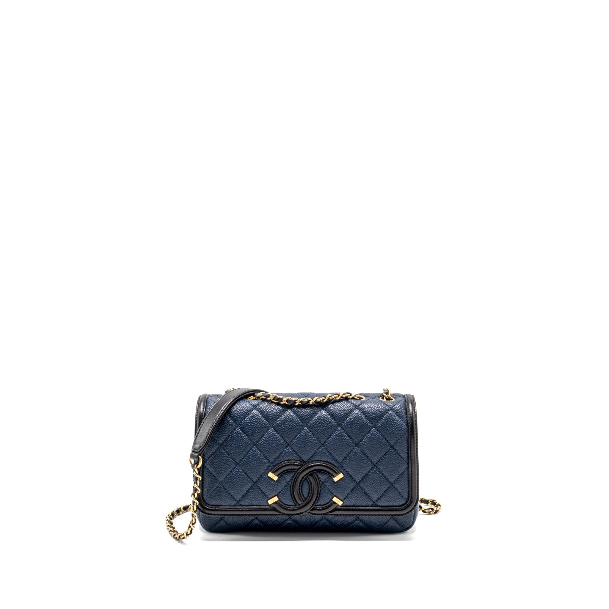 Chanel Filigree flap bag Caviar Navy/black