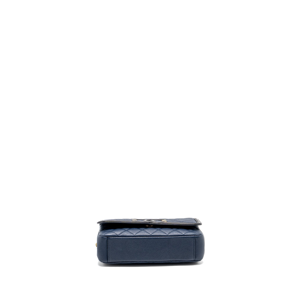 Chanel Filigree flap bag Caviar Navy/black