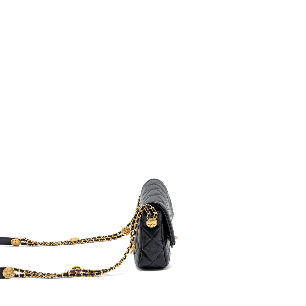Chanel Twist your button quilted flap bag caviar black  (microchip)