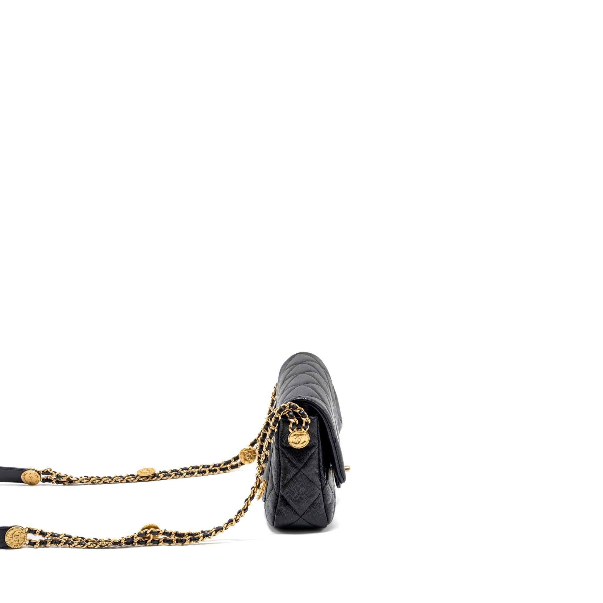 Chanel Twist your button quilted flap bag caviar black  (microchip)