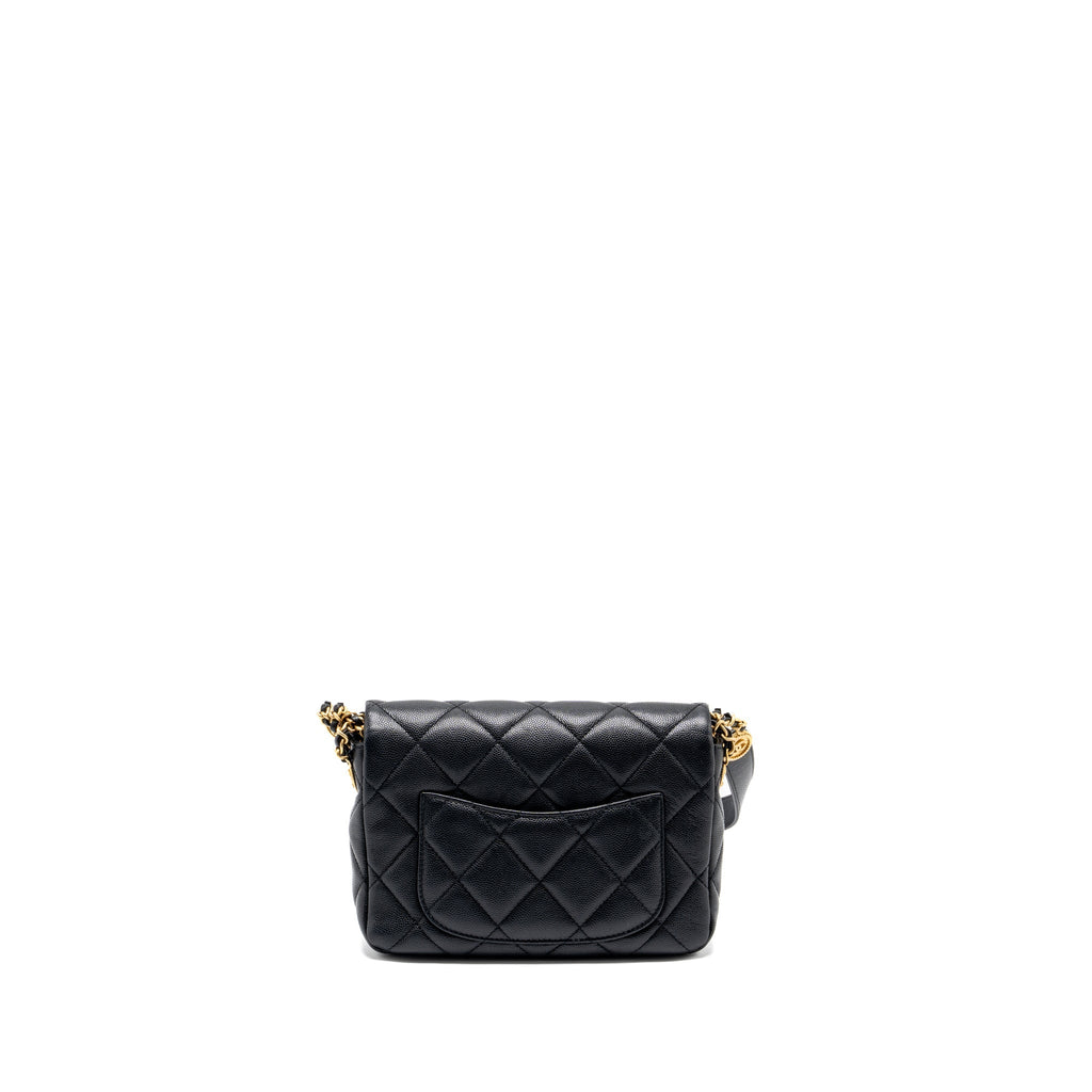 Chanel Twist your button quilted flap bag caviar black  (microchip)